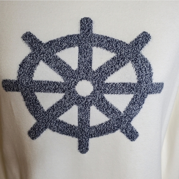 Nautica Sweater Womens Medium Ships Wheel Marshmallo Beach Boat Cover Up M - Picture 9 of 14